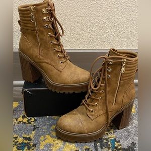 Tan Platform Booties